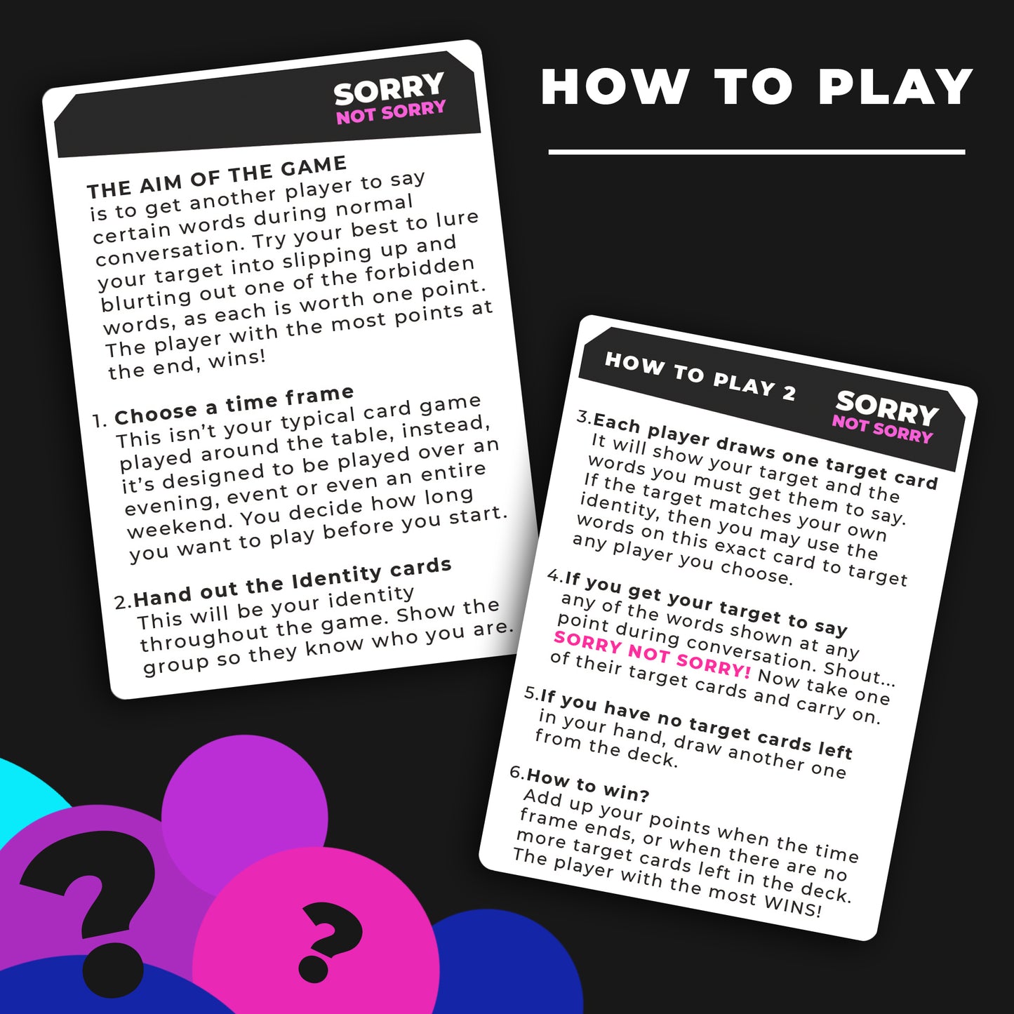 Sorry Not Sorry - For The Girls – an adult party game for girls night, Hen Do games, birthday parties & bridal shower games, the ultimate girls night adult game