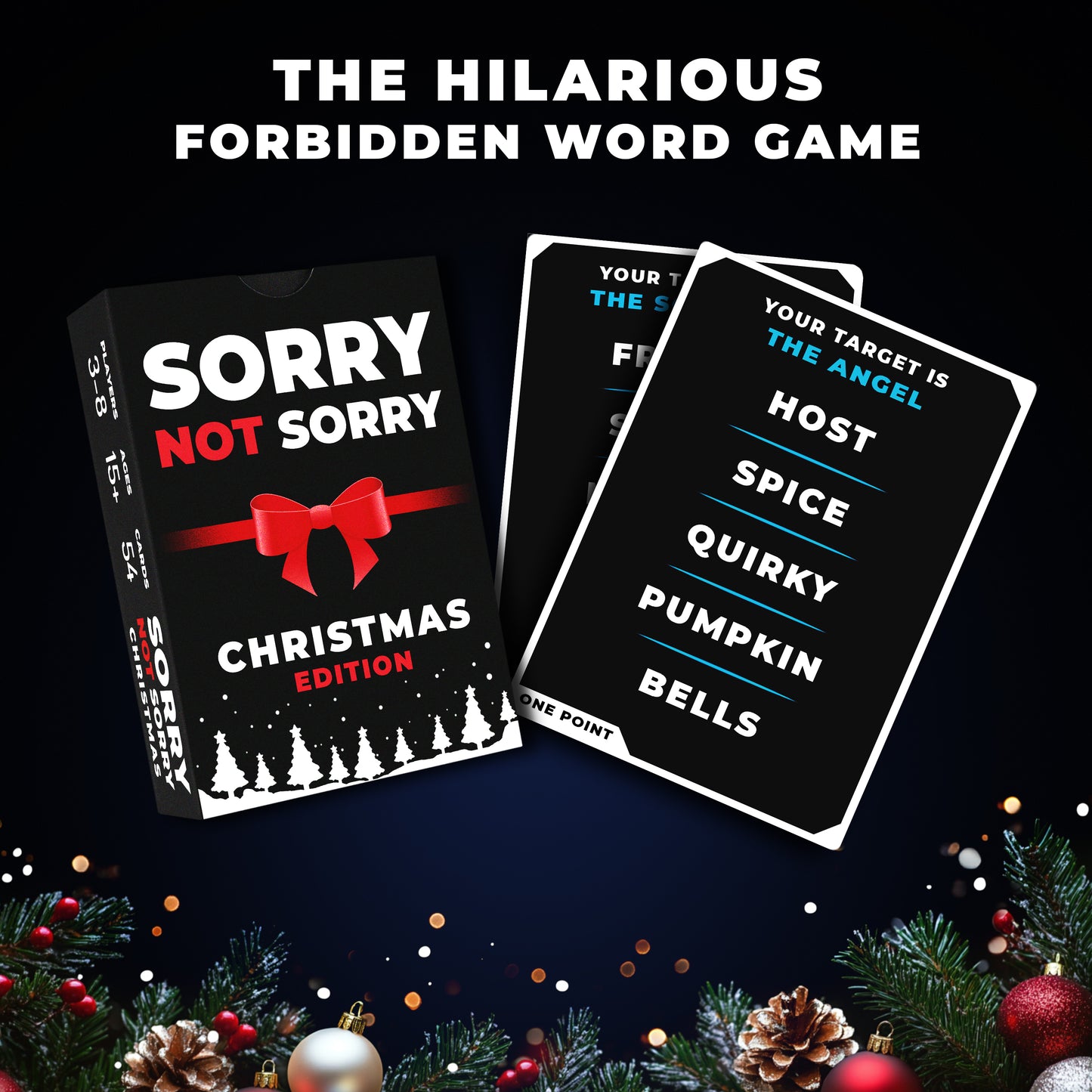 Christmas Card Game Sorry Not Sorry - Family Games | Christmas Stocking Filler Games | Xmas Gift Ideas, Secret Santa Gifts | Holiday Party Games | Cards Games for Adults Parties | Age 15+