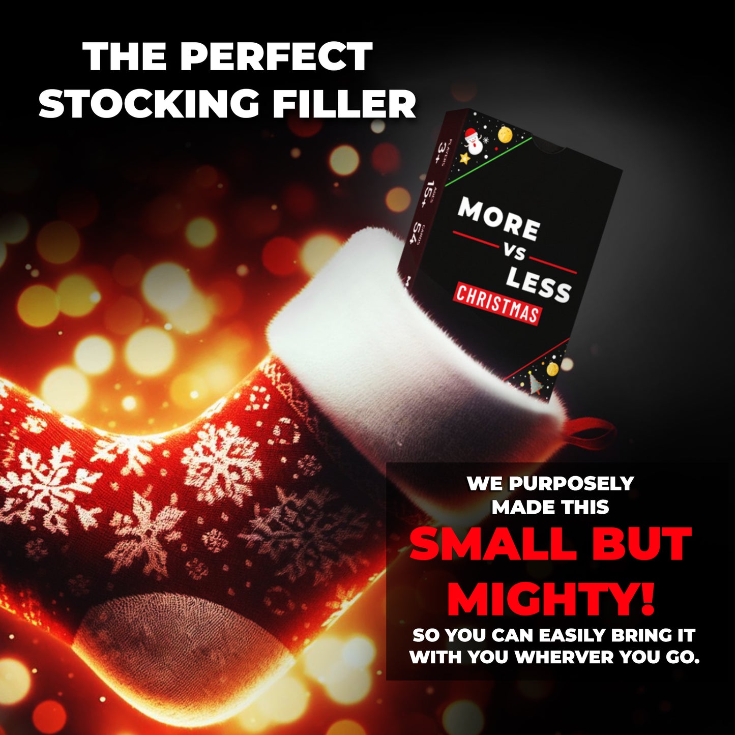 Christmas Card Game More vs Less - Family Games | Christmas Stocking Filler Games | Xmas Gift Ideas, Secret Santa Gifts | Holiday Party Games | Cards Games for Adults Parties | Age 15+