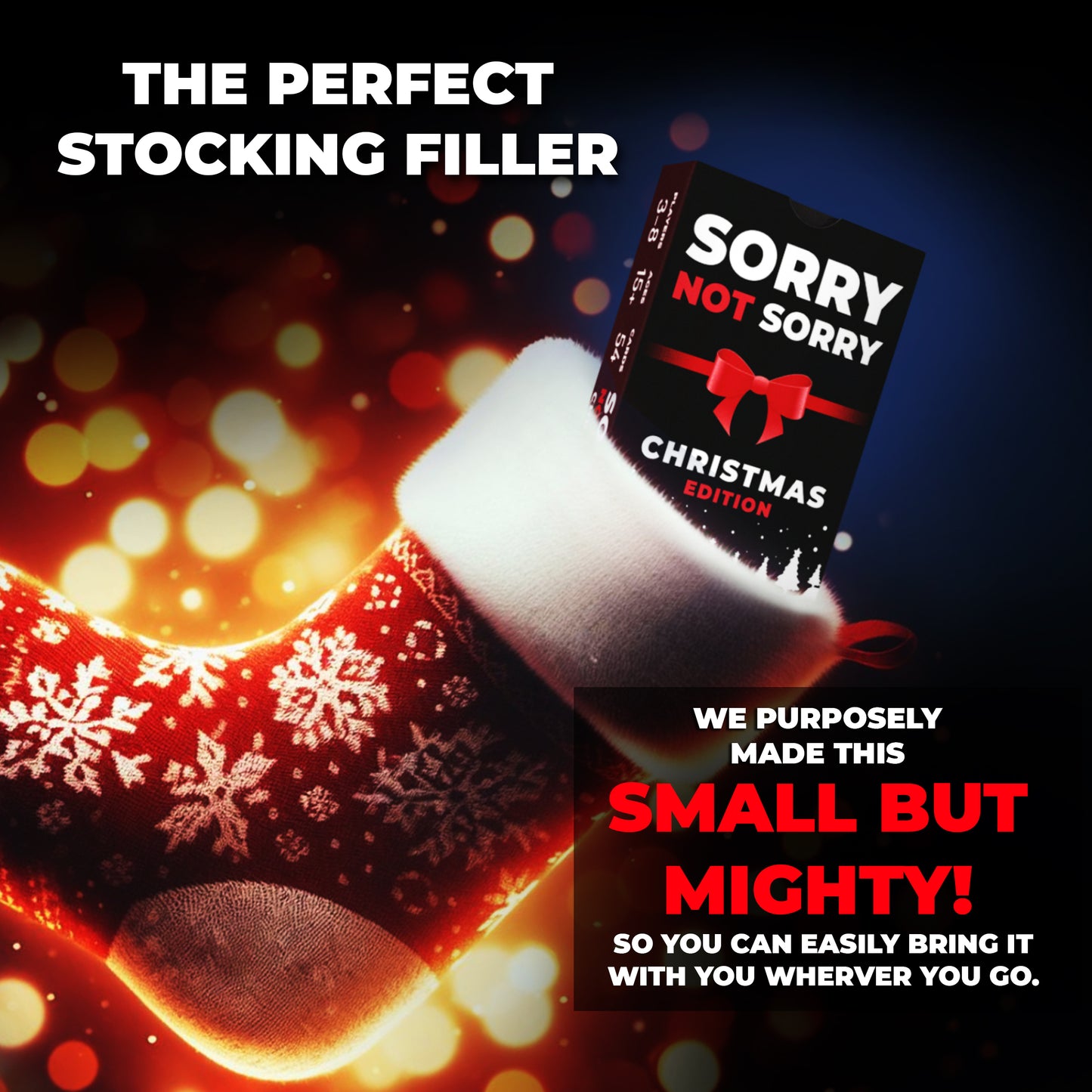Christmas Card Game Sorry Not Sorry - Family Games | Christmas Stocking Filler Games | Xmas Gift Ideas, Secret Santa Gifts | Holiday Party Games | Cards Games for Adults Parties | Age 15+