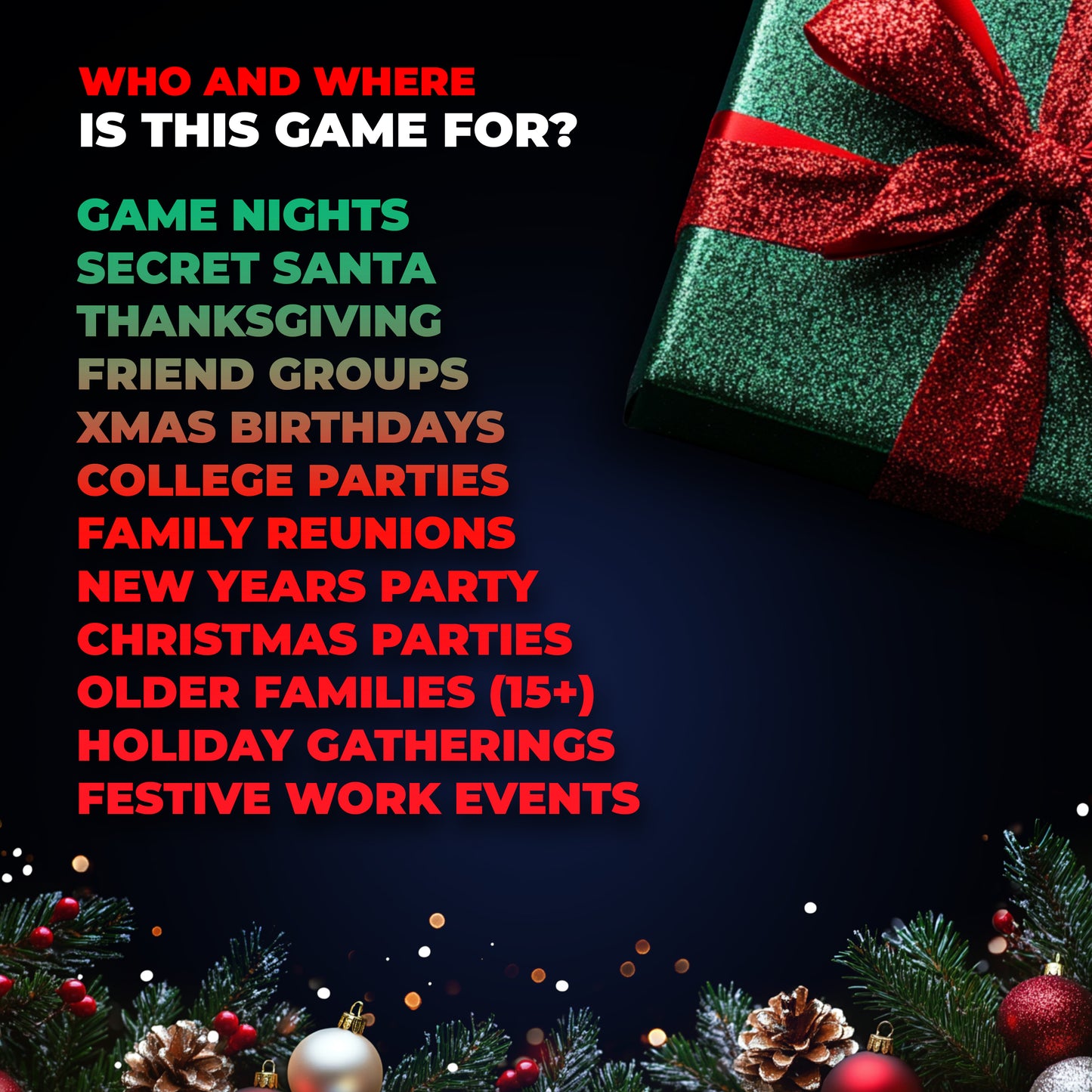 Christmas Card Game More vs Less - Family Games | Christmas Stocking Filler Games | Xmas Gift Ideas, Secret Santa Gifts | Holiday Party Games | Cards Games for Adults Parties | Age 15+