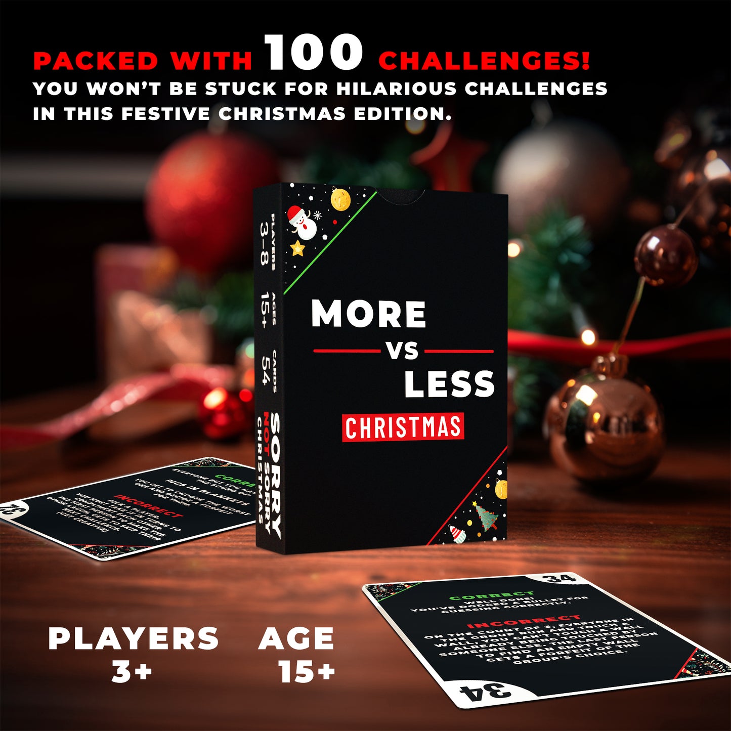 Christmas Card Game More vs Less - Family Games | Christmas Stocking Filler Games | Xmas Gift Ideas, Secret Santa Gifts | Holiday Party Games | Cards Games for Adults Parties | Age 15+