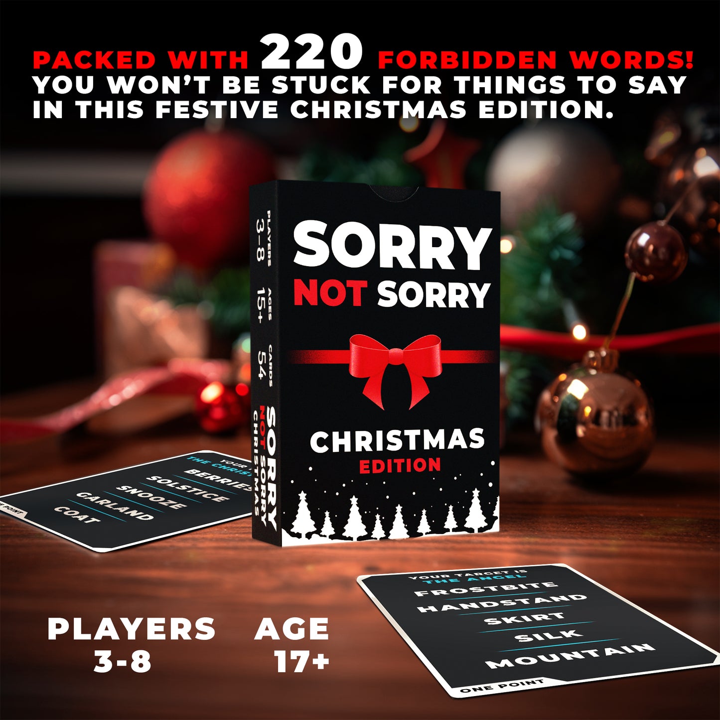 Christmas Card Game Sorry Not Sorry - Family Games | Christmas Stocking Filler Games | Xmas Gift Ideas, Secret Santa Gifts | Holiday Party Games | Cards Games for Adults Parties | Age 15+
